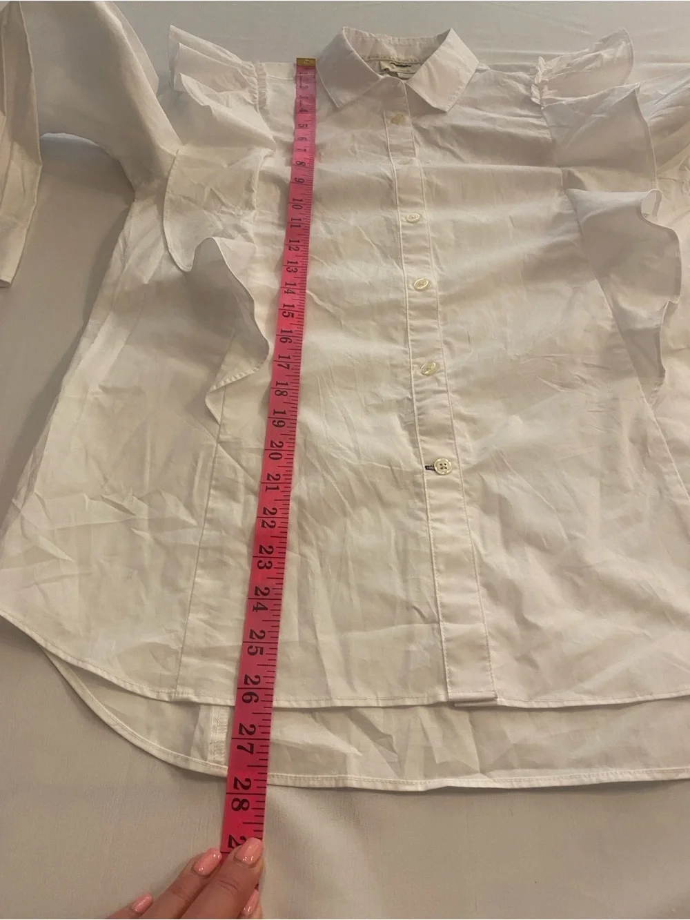 Kate Spade Women’s White Ruffle Button Down Shirt Peplum size medium